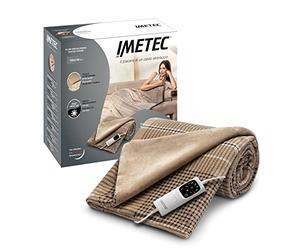 Imetec Adapto Elegance, Plaid Calefactable, Manta Eléctrica,Tejido Suave 180 x 140 Cm,Ahorro Energético,Tecnología Adapto, Óptimo, Calentamiento Rápido, 6 Temperaturas, Lavable,Marrón, 1.75 kilograms