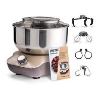 Imetec CakeLover, Batidora planetaria para dulces, Cremas y masas saladas, equipada, Compacta, 1500 W, Recipiente de acero inoxidable, 5 Litros, 6 Velocidades, Recetario, Color Negro/Beige