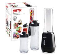 Imetec Personal and Sport Blender PB 100 Mini Batidora de vaso con 2 botellas Tritan para llevar y 4 cuchillas de acero inoxidable, 22,000 rpm
