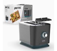 Imetec TostaMaxi, Tostadora con 2 ranuras extragrandes y pinzas modulables para tostadas extra-rellenas, 10 niveles de tostado, temporizador con auto-apagado, bandeja de migas, 600 W