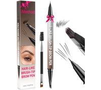 iMethod Lápiz de cejas, 2 en 1, delineador de ojos con pincel de doble cara para microblading 4D cejas, cejas, con cepillo de cejas, color gris