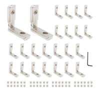 iMetrx 24pcs 2020 Aluminum Extrusion Connector Corner Bracket Joining 2020 Hardware T-Slotted Accessories V-Slot with Screws for 2020 Aluminum Profile 3D Printer Frame Spare Parts Silver