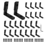 iMetrx 24pcs 2020 Extrusion Connector Bracket Joint Extruded Aluminum Hardware T-lot Accessories V-Slot with Screws for 2020 Aluminum Profile 3D Printer Accessories Black