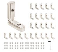 iMetrx 26 piezas de aluminio 3030 conector de extrusión de esquina en forma de L plateado con tornillos para ranura en V de 30 x 30 pulgadas y perfil de aluminio tipo T para marco de impresora 3D