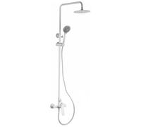 IMEX - Barra conjunto de ducha extensible, Conjunto monomando, Grifería de baño, Columna de ducha Luxor Blanco Mate - BDX023/BL