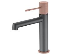 Grifo con un diseño de monomando para lavabo de color gris mate y champagne Line de Imex - Sin válvula