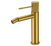Grifo monomando para bidé con un diseño moderno en color oro cepillado Line de Imex - Sin válvula