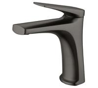Grifo monomando sobre repisa para lavabo fabricado en latón con acabado negro metalizado Delos de Imex