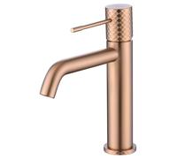 Grifo monomando para lavabo con tecnología cold open hecho de latón con acabado oro rosa cepillado Genova de Imex - Rosado / Sin válvula click-clack