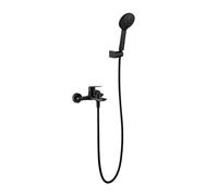 IMEX BELGICA BDZ044-4NG grifo de bañera y ducha monomando de latón con acabado negro mate y flexo acero bélgica - Negro / Latón / Imex
