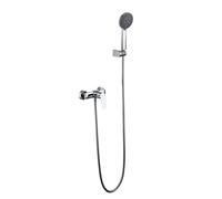 IMEX BELGICA BDZ044-5 conjunto de ducha monomando de latón con acabado cromado y flexo de acero belgica - Plateado / Latón / Imex