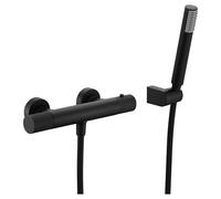 IMEX LINE BTD038-5NG grifo para ducha termostático fabricado en latón de acabado negro mate line - Negro / Latón / Imex