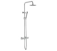 IMEX LINE BTD038-B columna de bañera y ducha termostática de diseño moderno con un acabado cromado line - Plateado / Latón / Imex