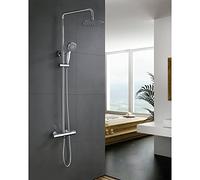 IMEX LONDRES BTL011 columna de ducha con grifo termostático de diseño moderno con un acabado cromado londres - Plateado / Latón / Imex