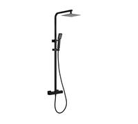Columna termostática de ducha para pared con un diseño moderno de acabado negro mate Vigo de Imex - Negro / Latón / Imex