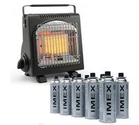 IMEX Calefacción de gas para camping - 1,7 kW - Calefacción móvil para tienda de campaña con protección contra falta de oxígeno y protección contra vuelcos - Calefactor de cerámica para exteriores