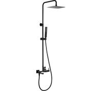 IMEX - Columna de Ducha Bañera Monomando Toscana, Barra Extensible de Acero Inoxidable S.304 con Rociador Extraplano 20x30 cm Antical, Ducha de Mano y Caño Plegable, Grifería de Baño