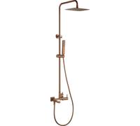 IMEX Columna de Ducha Bañera Monomando Toscana, Barra Extensible de Acero Inoxidable S.304 con Rociador Extraplano 20x30 cm Antical, Ducha de Mano y Caño Plegable, Grifería de Baño