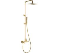 IMEX - Columna de Ducha Bañera Monomando Toscana, Barra Extensible de Acero Inoxidable S.304 con Rociador Extraplano 20x30 cm Antical, Ducha de Mano y Caño Plegable, Grifería de Baño