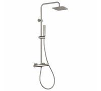 IMEX - Columna de Ducha Monomando Toscana, Barra Extensible de Acero Inoxidable S.304 con Rociador Extraplano 20x30 cm Antical y Mango de Ducha, Grifería de Baño Moderna