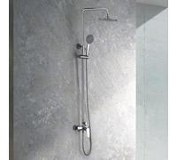 IMEX - Columna Ducha Monomando con Grifo | Conjunto de Ducha con Alcachofa y Rociador Antical | Griferia en Latón y Acero Inox S.304 con Barra Extensible | Serie Bélgica | Color Cromado