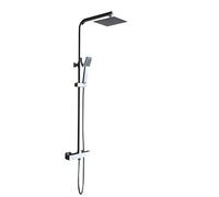 IMEX - Columna Ducha Termostatica con Grifo | Conjunto de Ducha con Alcachofa y Rociador Antical Efecto Lluvia | Griferia en Latón y Acero Inox S.304 con Barra Extensible | Serie Vigo | Color Cromado