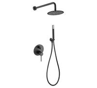 IMEX - Conjunto de ducha empotrada pared con rociador y mango de ducha - Griferia ducha de baño de 2-Vías Serie MILOS STICK GPMS045/NG Negro Mate
