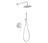 IMEX - Conjunto de ducha empotrada pared con rociador y mango de ducha - Griferia ducha de baño de 2-Vías Serie MILOS STICK GPMS045/BL Blanco Mate