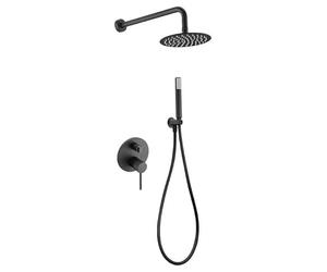 IMEX - Conjunto de ducha empotrada pared con rociador y mango de ducha - Griferia ducha de baño de 2-Vías Serie MILOS STICK GPMS045/NG Negro Mate