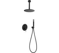 IMEX - Conjunto de ducha empotrado techo, Kit Monomando Ducha Empotrado 2-Vías - SERIE LINE TOP Black Gun Metal GPQ038/BGM