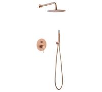 IMEX - Conjunto de ducha, Kit Monomando Ducha Empotrado pared - 2 vías - Griferia de baño empotrado - SERIE LINE Oro Rosa Cepillado - GPD038/ORC