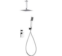 IMEX - Conjunto de ducha monomando empotrado con mango y rociador - Duchas empotradas techo - Griferia de baño (Cromo)