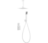 IMEX - Conjunto de ducha monomando empotrado con mango y rociador - Duchas empotradas techo - Griferia de baño (Blanco Mate)