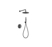 IMEX - Conjunto de ducha termostática empotrado pared, Kit Termostático Ducha Empotrado 2-Vías - Grifería baño SERIE LINE Black Gun Metal Color Gris Oscuro Satinado- GTD038/BGM