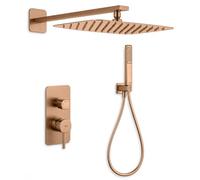 IMEX Conjunto Ducha Empotrado Monomando Toscana GPT064 Grifería Ducha con Rociador Efecto Lluvia 25x40 cm Ducha de Baño 2 Vías Set de Ducha Completo