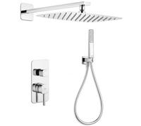 IMEX Conjunto Ducha Empotrado Monomando Toscana GPT064 Grifería Ducha con Rociador Efecto Lluvia 25x40 cm Ducha de Baño 2 Vías Set de Ducha Completo