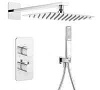 IMEX Conjunto Ducha Empotrado Termostático Toscana GTT064 Grifería con Rociador Efecto Lluvia 25x40 cm Ducha de Baño 2 Vías Set de Ducha Completo