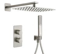 IMEX Conjunto Ducha Empotrado Termostático Toscana GTT064 Grifería con Rociador Efecto Lluvia 25x40 cm Ducha de Baño 2 Vías Set de Ducha Completo