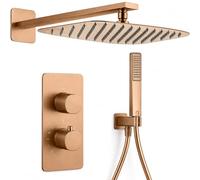 IMEX Conjunto Ducha Empotrado Termostático Toscana GTT064 Grifería con Rociador Efecto Lluvia 25x40 cm Ducha de Baño 2 Vías Set de Ducha Completo