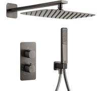 IMEX Conjunto Ducha Empotrado Termostático Toscana GTT064 Grifería con Rociador Efecto Lluvia 25x40 cm Ducha de Baño 2 Vías Set de Ducha Completo