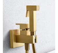 IMEX - Ducha Bidet Agua Fría y Caliente Color Dorado | Grifo Bidet Empotrado para WC Oro Cepillado | Ducha Higiénica Monomando para Inodoro | Grifería Sustituto de Bidé | Serie Irlanda