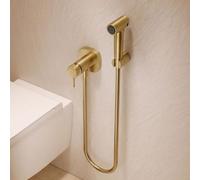 IMEX - Ducha Bidet Agua Fría y Caliente Color Dorado | Grifo Bidet Empotrado para WC Oro Cepillado | Ducha Higiénica Monomando para Inodoro | Grifería Sustituto de Bidé | Serie Firenze