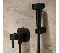 IMEX - Ducha Bidet Agua Fría y Caliente Color Negro Mate | Grifo Bidet Empotrado para WC | Ducha Higiénica Monomando para Inodoro | Grifería Sustituto de Bidé | Serie Toscana