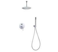 IMEX - Ducha Empotrada Techo Monomando Cromada | Kit de Grifería Empotrado con Alcachofa y Rociador Antical Efecto Lluvia | Columna Ducha Empotrada con Grifo en Latón y Acero Inox S.304 | Serie Tívoli