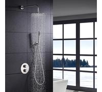 IMEX - Ducha Exterior Pared Acero Inoxidable | Ducha de Jardín Empotrable Exterior para Pared de Acero S.316 | Conjunto Termostático con Agua Fría y Caliente para Piscina con Alcachofa | Serie Moscú