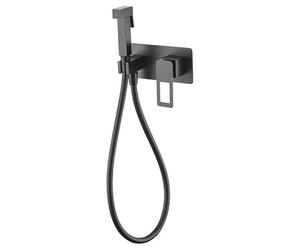 IMEX - Ducha higiénica empotrada - Grifo de Bide Monomando Para Empotrar WC - Grifos para inodoro - Serie Suecia Negro Mate BDC032-5NG
