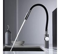 IMEX Tokyo GCE016 grifo de cocina monomando con cuerpo flexible acabado cromado y negro mate tokyo - Plateado / Latón / Imex