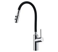 Grifo de cocina monomando con cuerpo flexible acabado cromado y negro mate Tokyo de Imex - Plateado / Latón / Imex