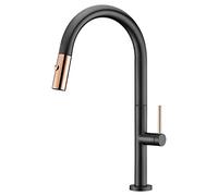 Grifo de cocina monomando de caño alto fabricado en latón negro mate y oro rosa Samoa de Imex - Negro / Latón / Imex