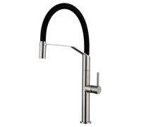 Grifo monomando de cocina flexible con cuerpo de acero inoxidable acabado satinado y negro mate Deva de Imex - Gris / Acero / Imex